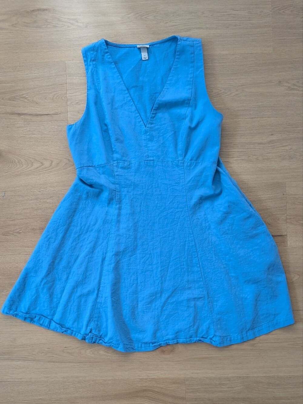 A New Day Blue V-Neck Mini Dress With Pockets Size 14